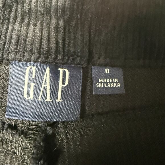 GAP Mid Rise Loose Corduroy Pants in Solid Black Womens 0 Stretch Patch Pockets - Picture 5 of 14